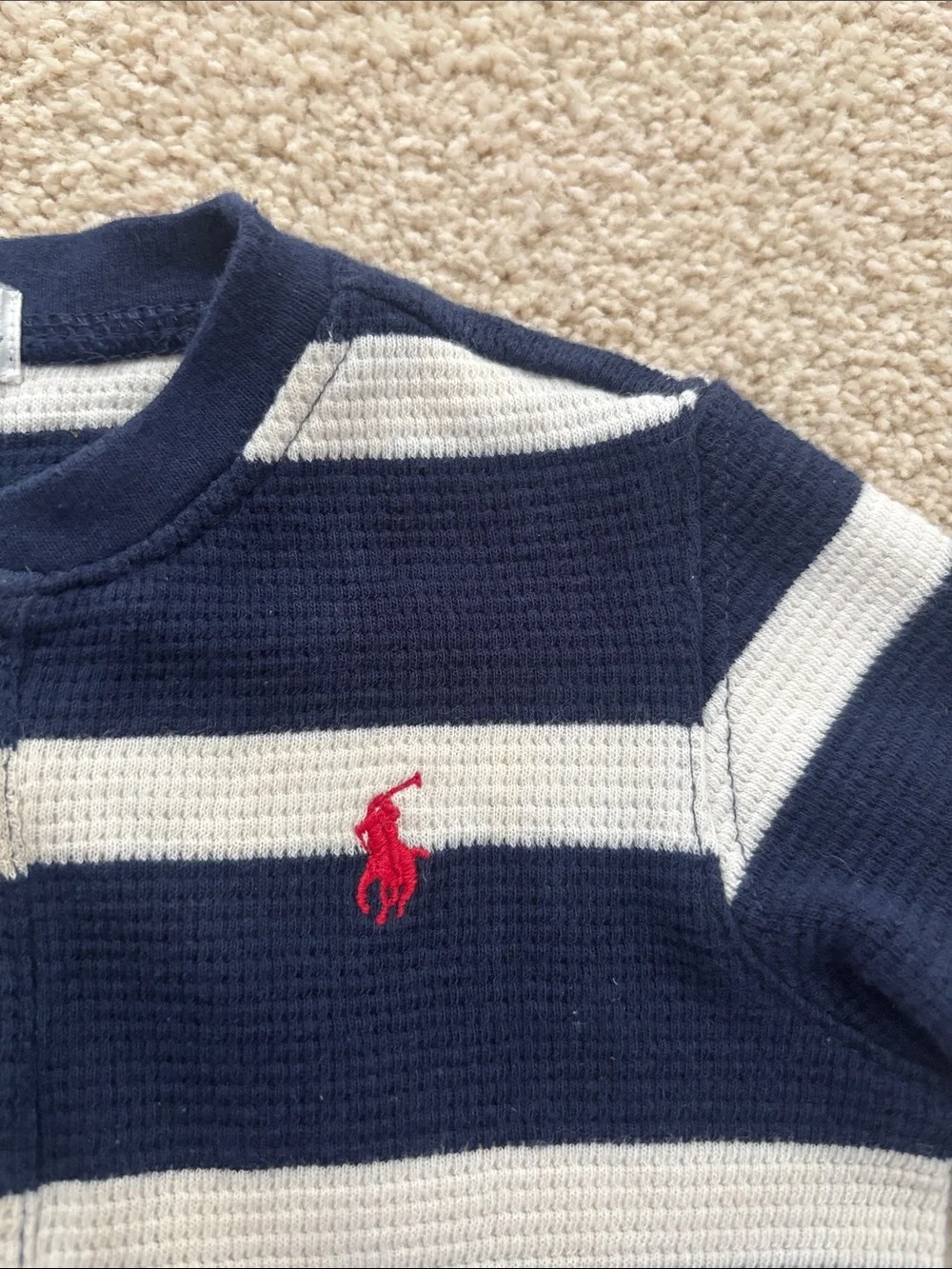 Ralph Lauren Baby Boy One Piece Navy & White Striped Romper Outfit Size 6m